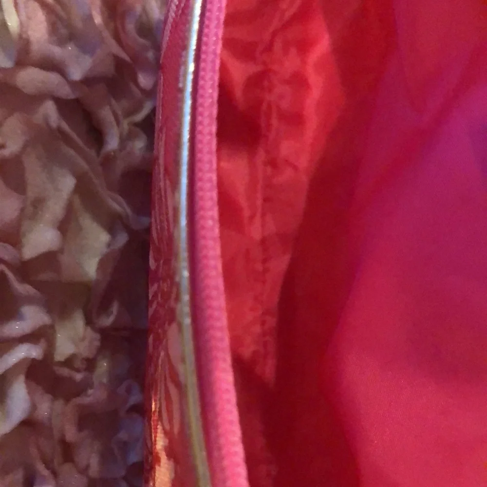 Lilly Pulitzer Keychain Pink Floral Gold Tone and pink cosmetic bag